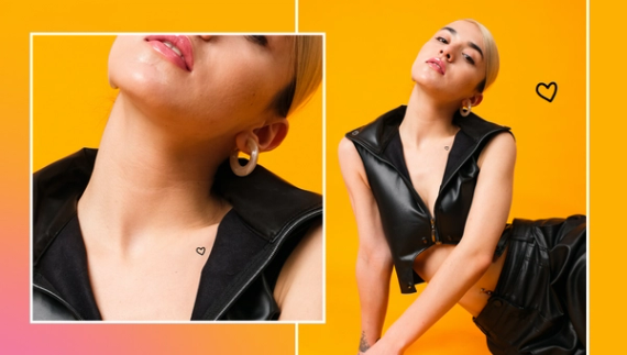 tiny heart tattoo on collarbone