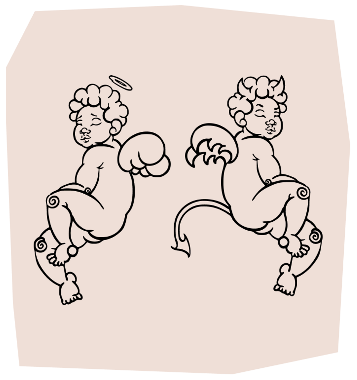 angel and devil matching tattoos