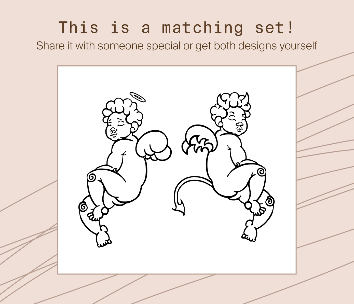 angel and devil cherub matching tattoos