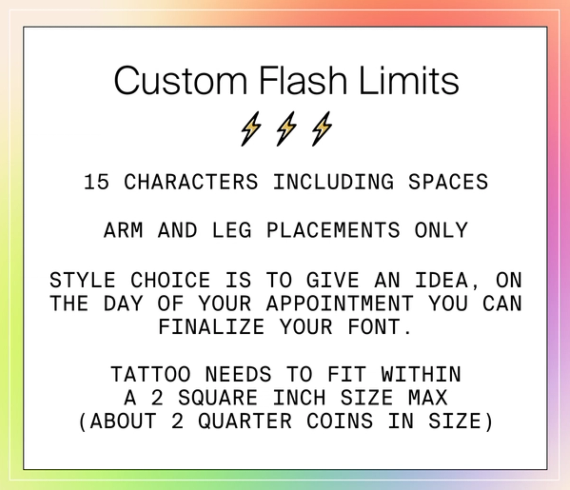 flash tattoo limitations