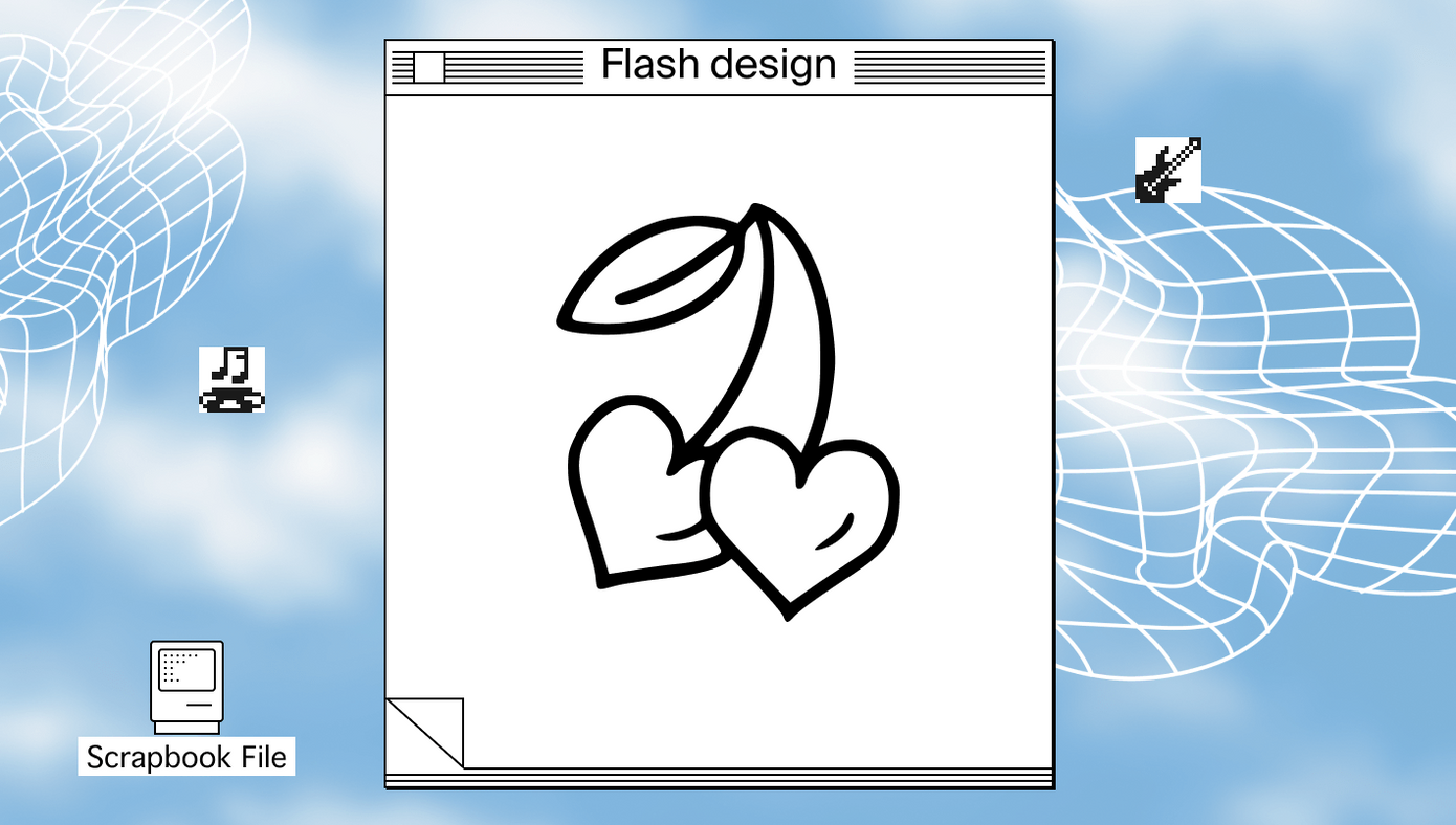 cherry hearts tattoo flash design