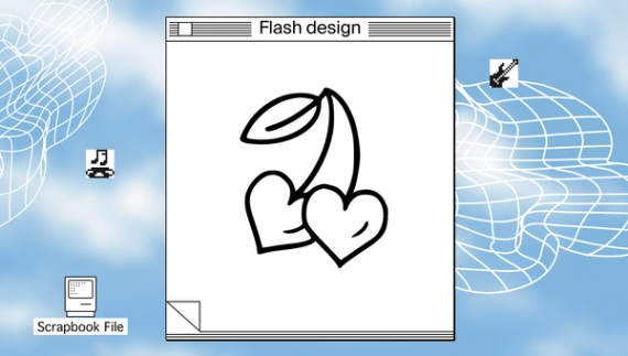 cherry hearts tattoo flash design