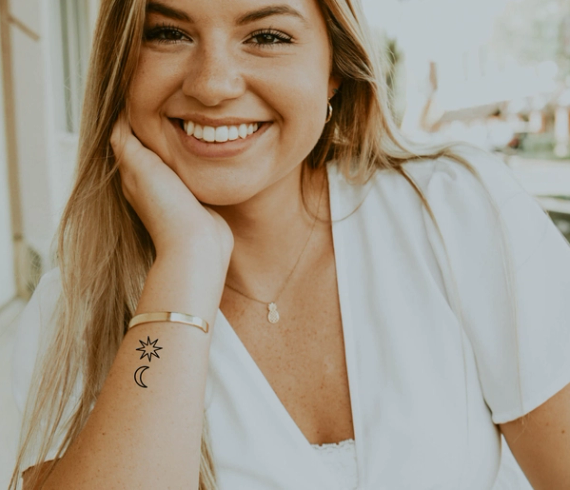 sun and moon tattoo set