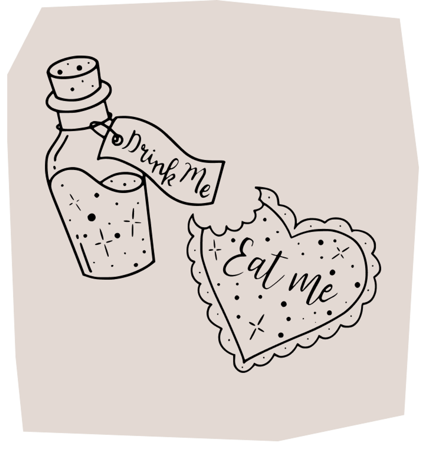 drink me eat me matching tattoo design
