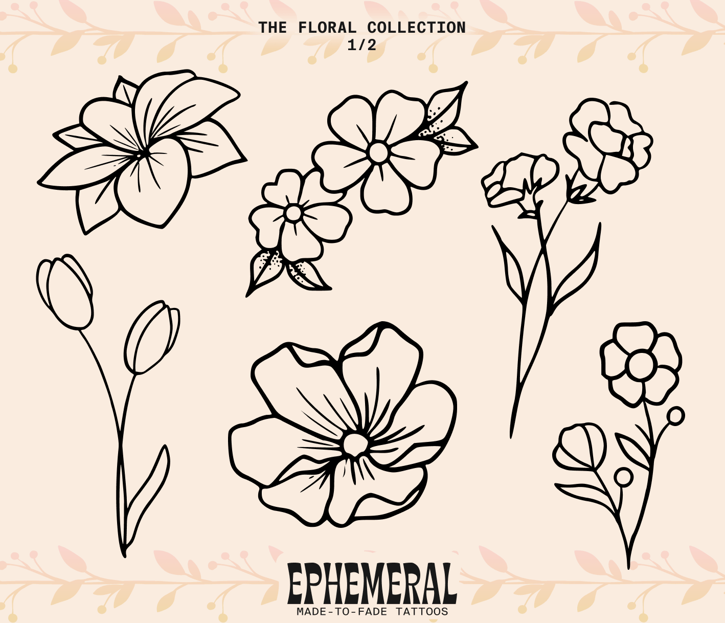 Old school tattoo flower set Hand drawn black outline inflorescence  Traditional classic sketch tattoo flash Coloring book page Stock vector  illustration isolated on white background Stock Vector  Adobe Stock