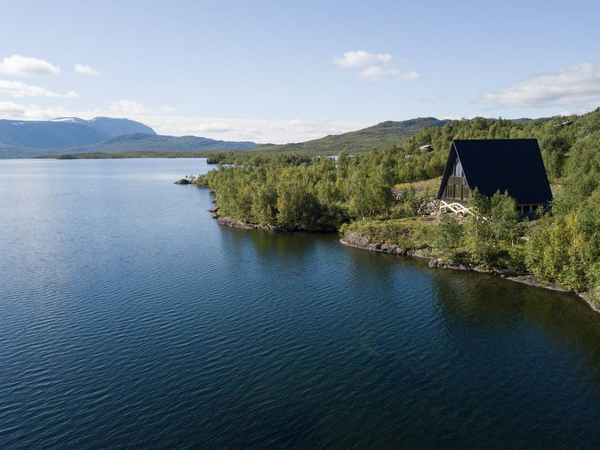 A-frame on lake side view