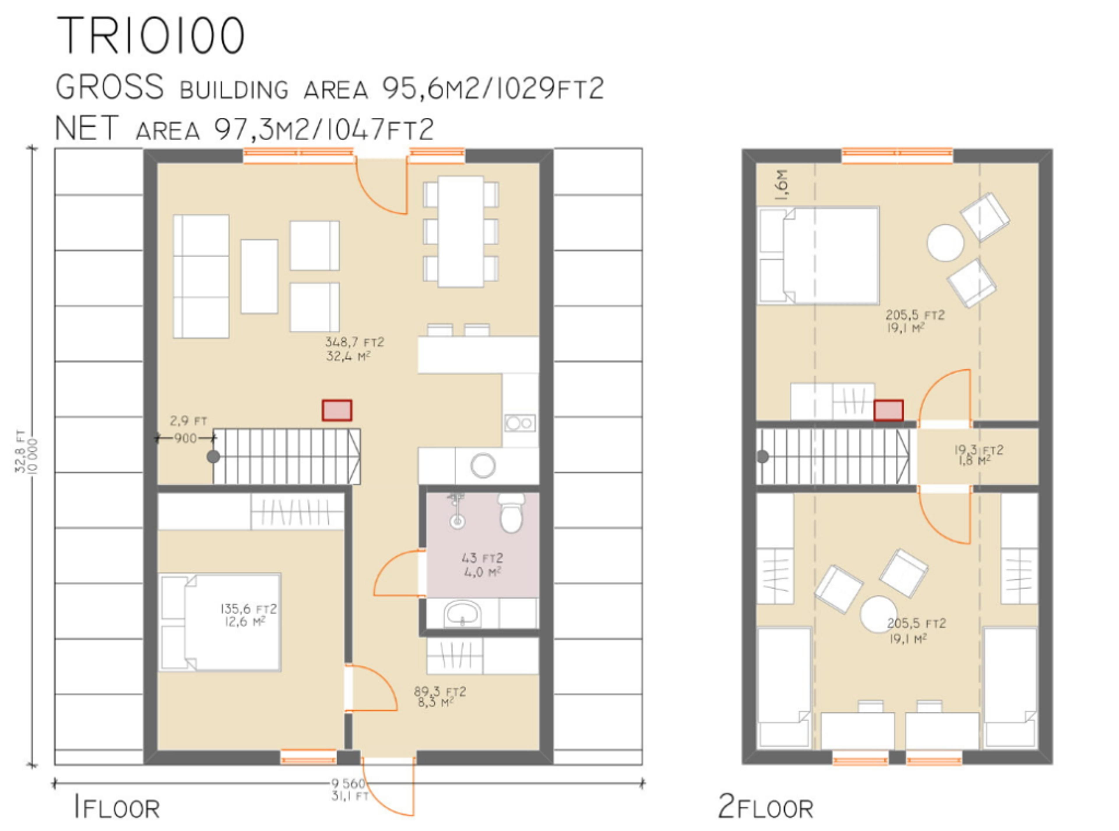 Trio 100 floorplans