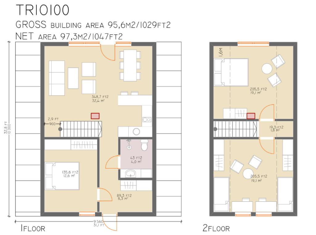 Trio 100 floorplans