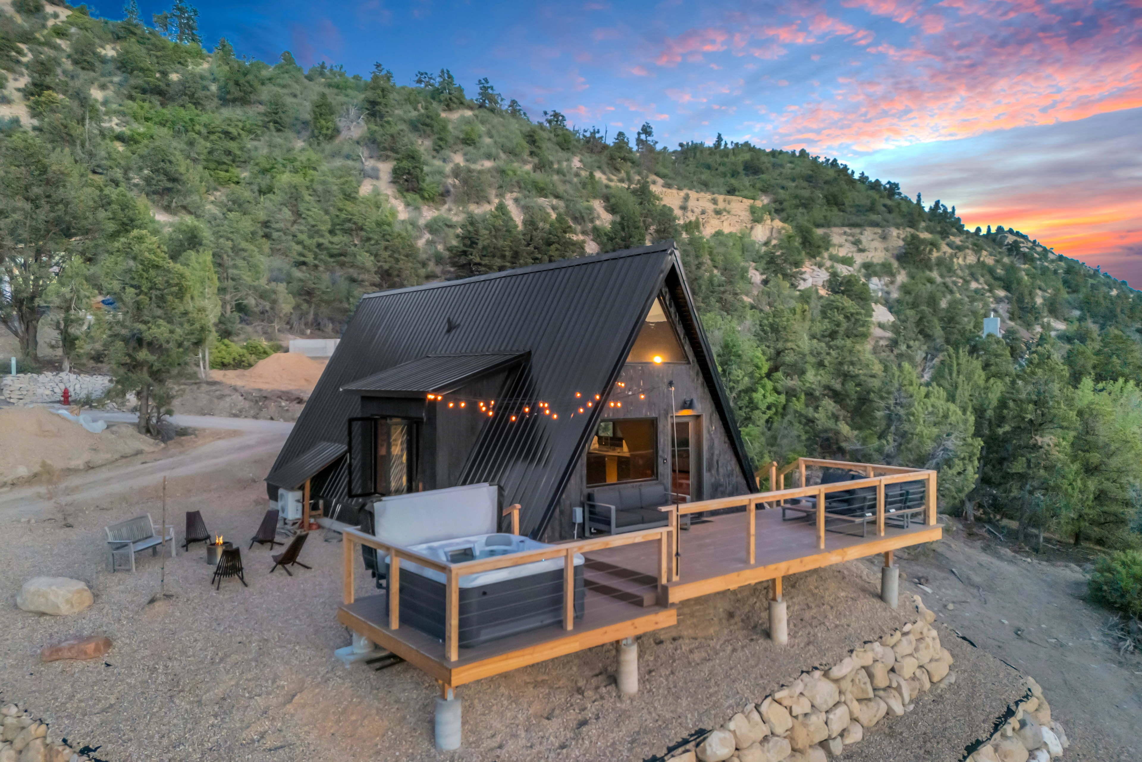 A-frame house in the mountains