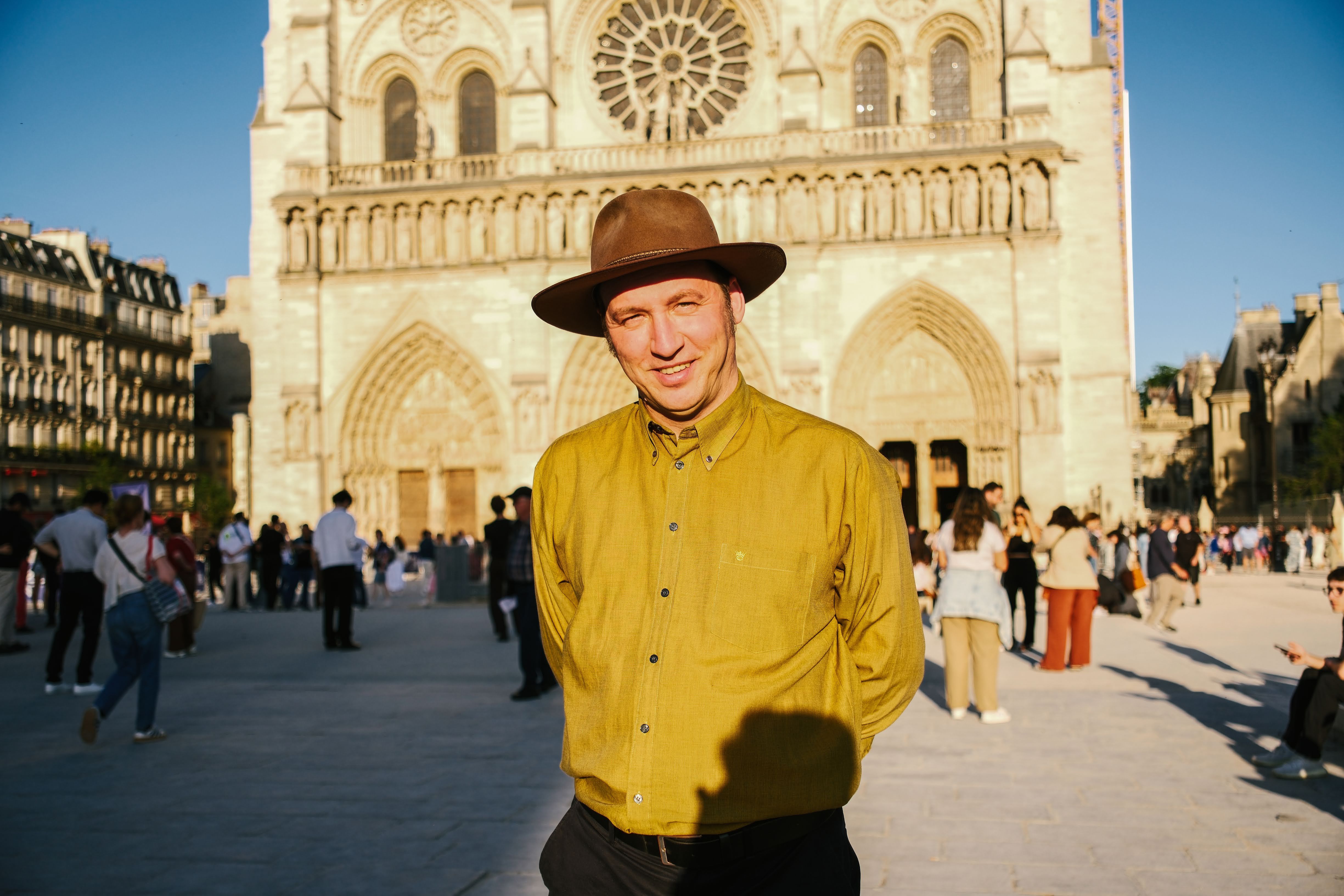 Avrame CEO Indrek Kuldkepp standing in front of Notre-Dame Cathedral in Paris during the France trip