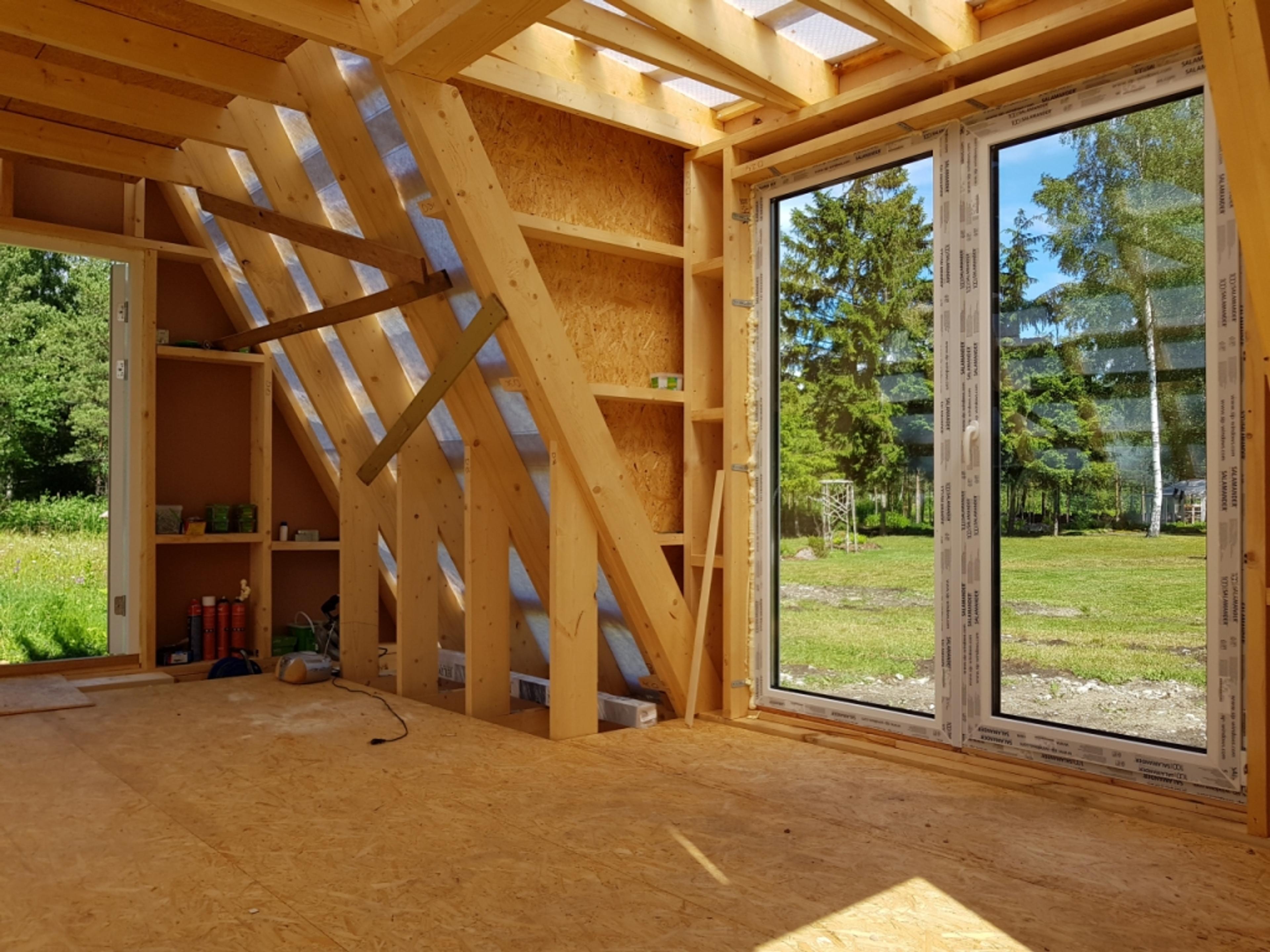 Interior of a half built Avrame A-frame house