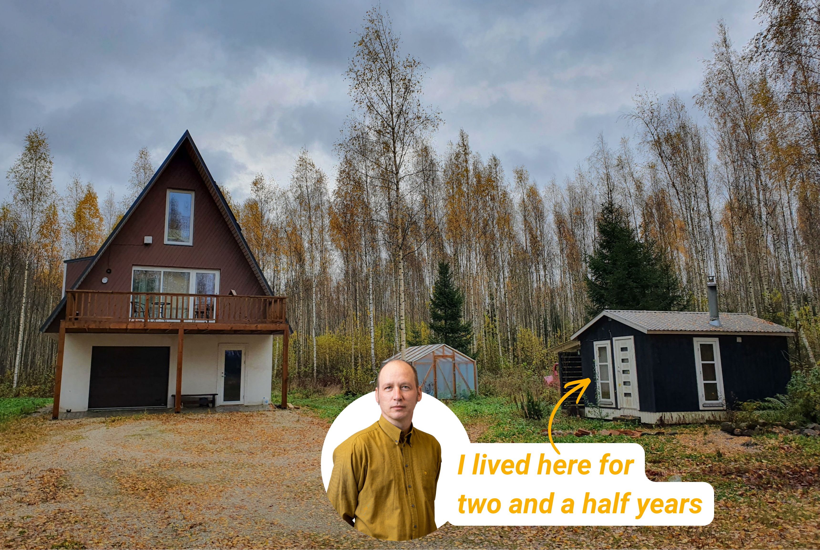 Indrek's tiny house with his A-frame house