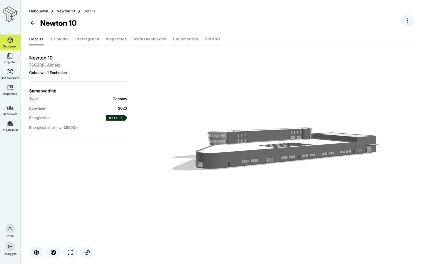 Objectdetails met energielabel in TwinSpot