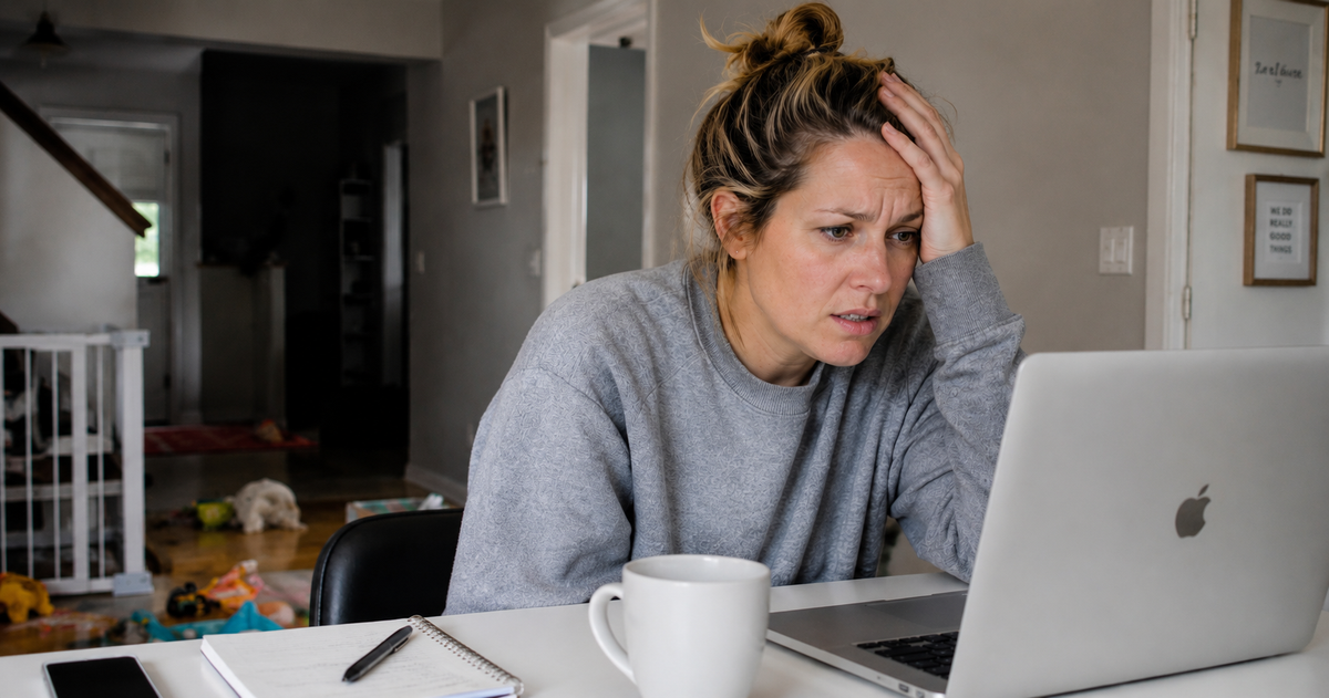 Frustrated mom registering athlete for sport