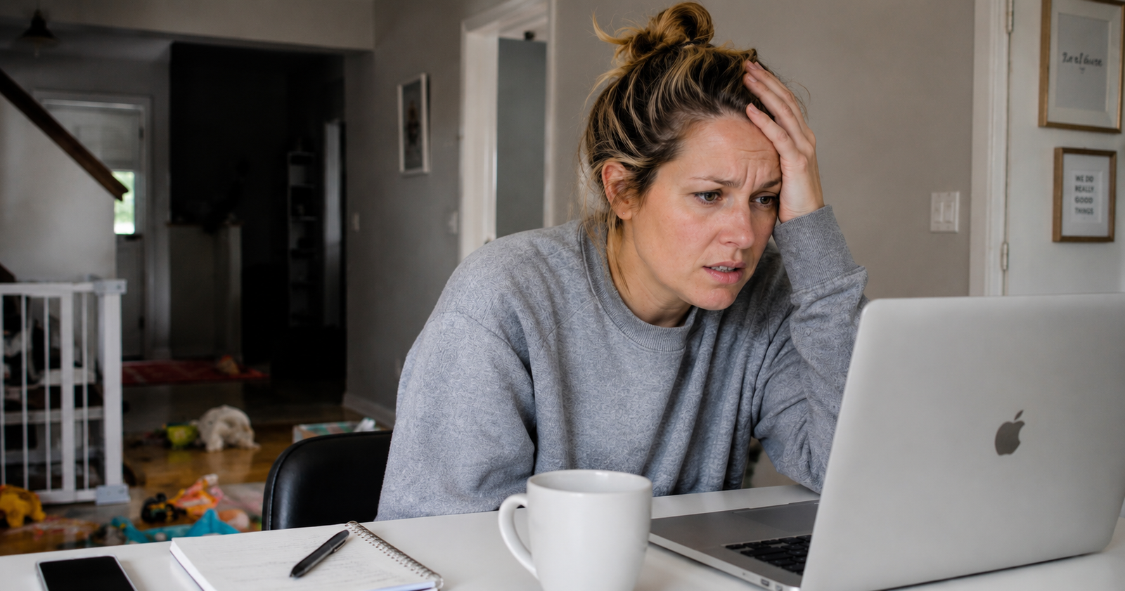 Frustrated mom registering athlete for sport
