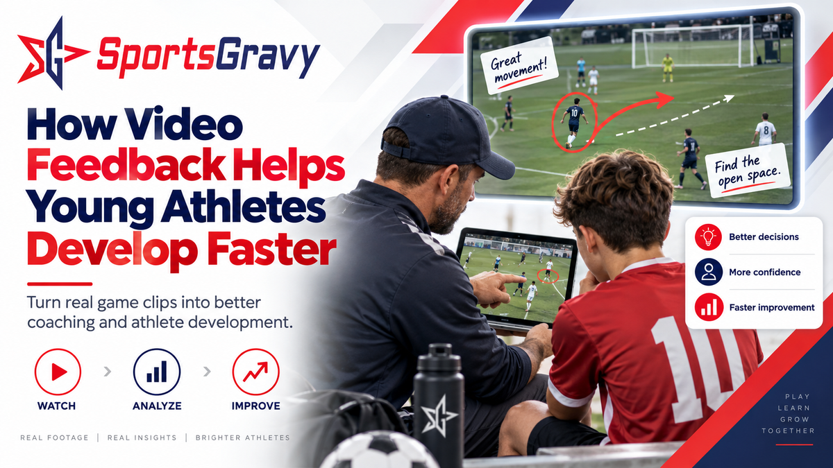 Coach reviewing game footage and player development feedback