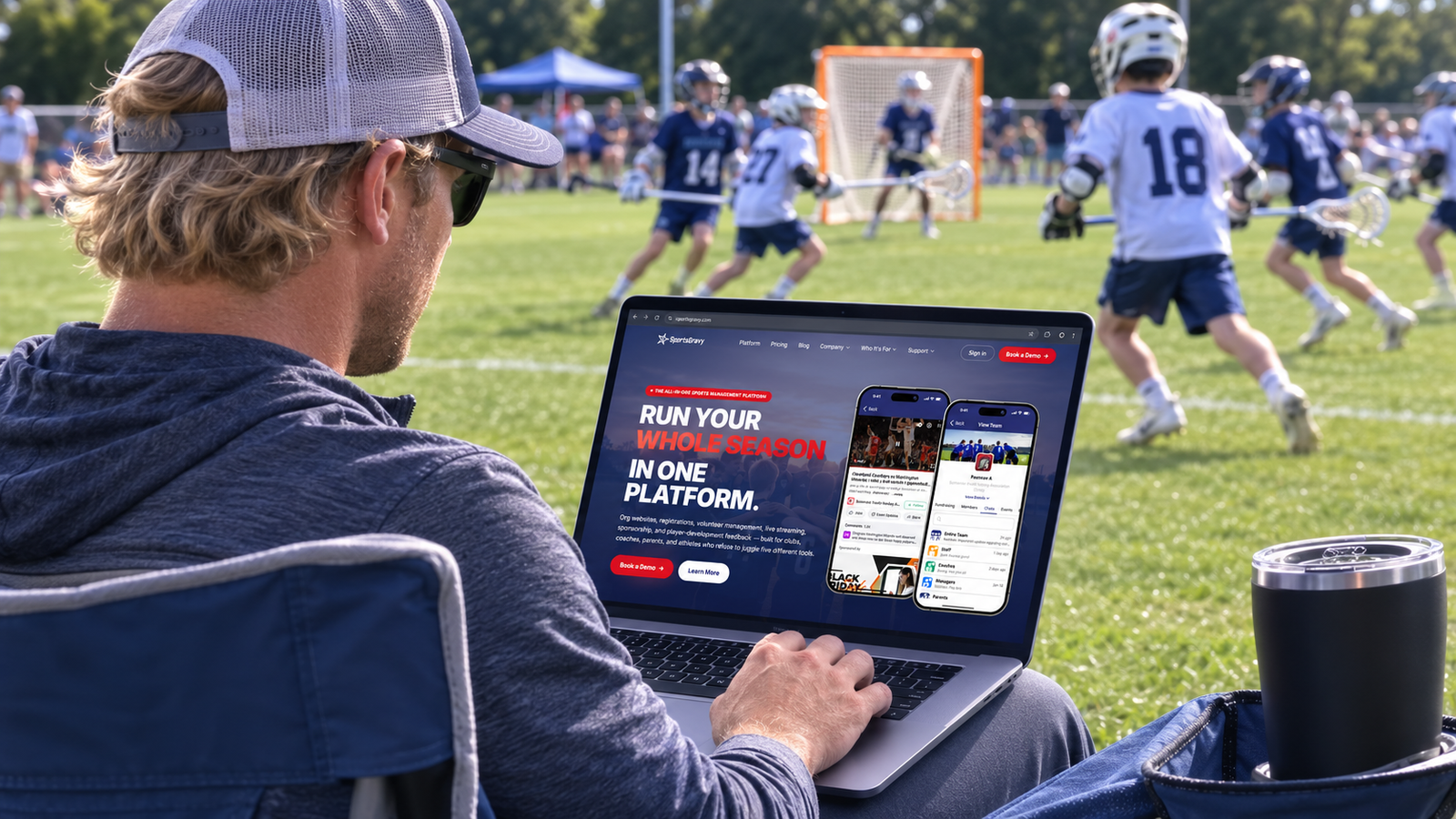 Man using SportsGravy while watching game