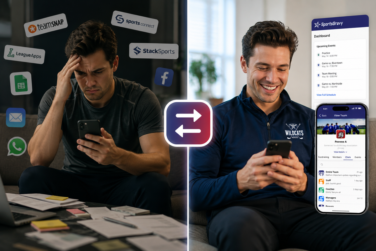 Man going from paperwork to SportsGravy App