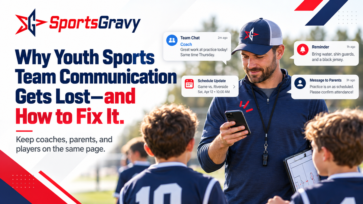 Youth sports coach communicating with players and parents through a team messaging app
