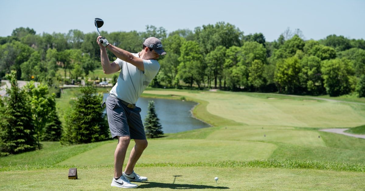 Golfer training hard in the gym during the offseason to build fitness for the season ahead