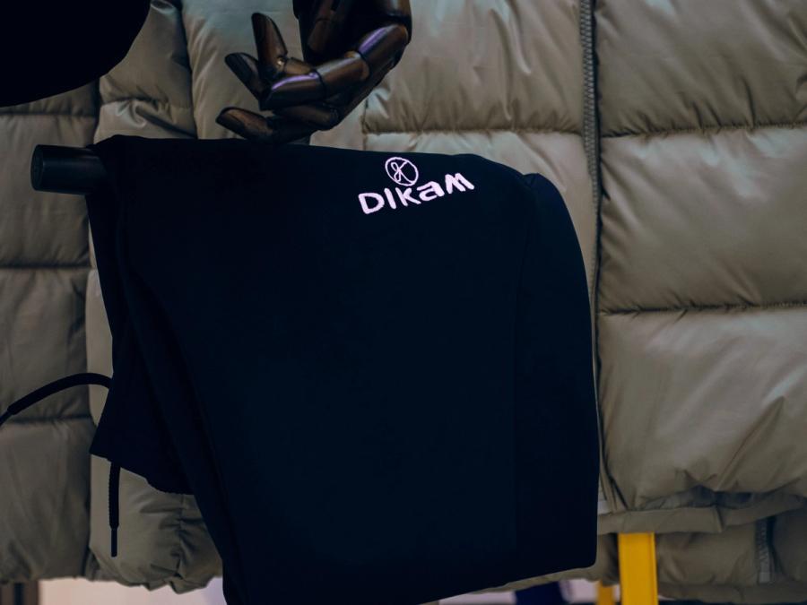 A DIKAM-embroidered knit top in the showroom