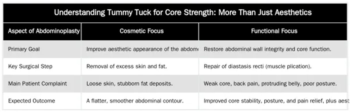 Understanding Tummy Tuck for Core Strength: More Than Just Aesthetics — The Functional Benefits of Tummy Tuck Surgery: Core Strength and Posture Improvement