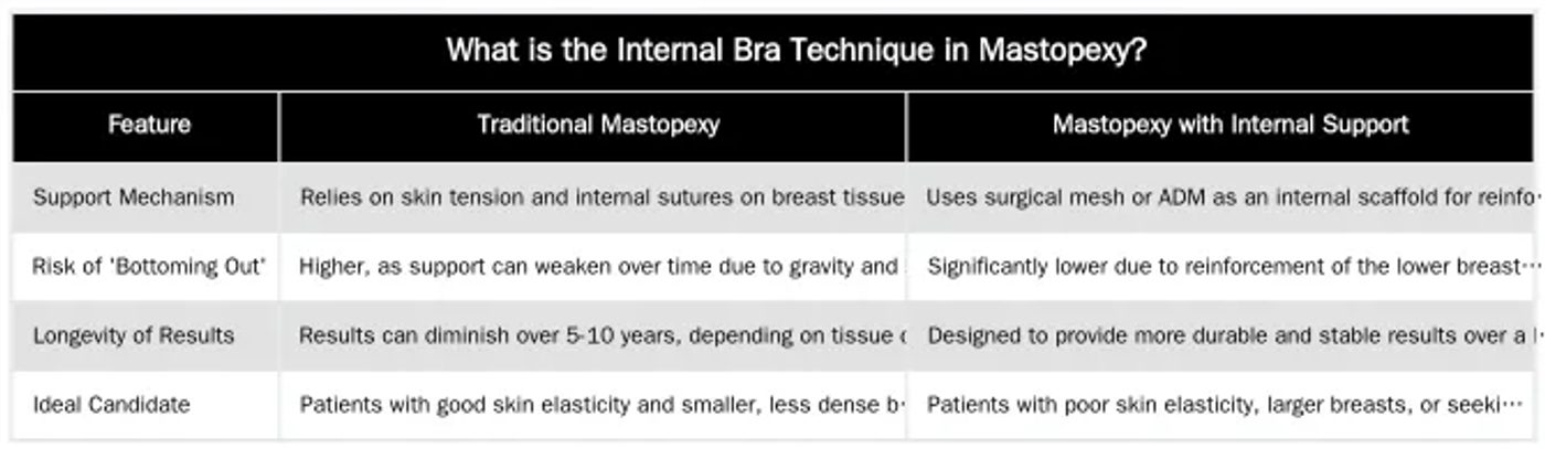 What is the Internal Bra Technique in Mastopexy? — Internal Bra Technique in Mastopexy: What It Is and How It Improves Longevity
