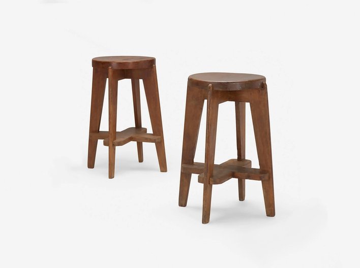 Jeanneret Wood Top Stools1 1