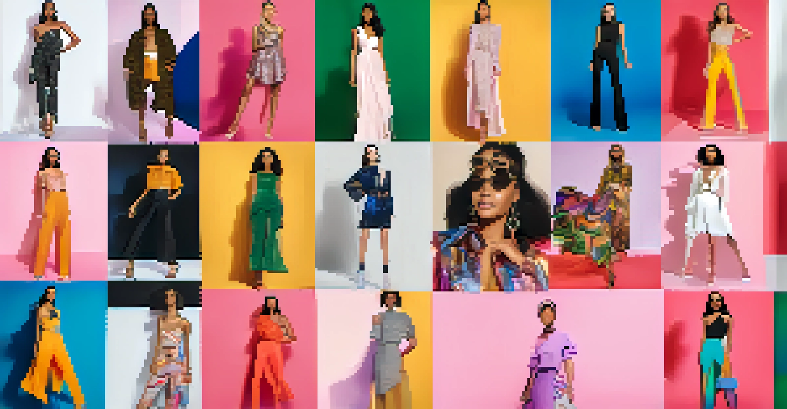 A collage of social media posts featuring diverse fashion designs and audience reactions from a virtual fashion show.