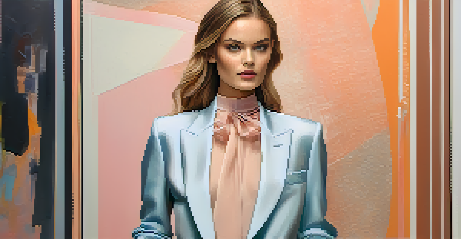 A model posing in a stylish outfit from a celebrity fashion collaboration, set against a chic urban backdrop with soft lighting.