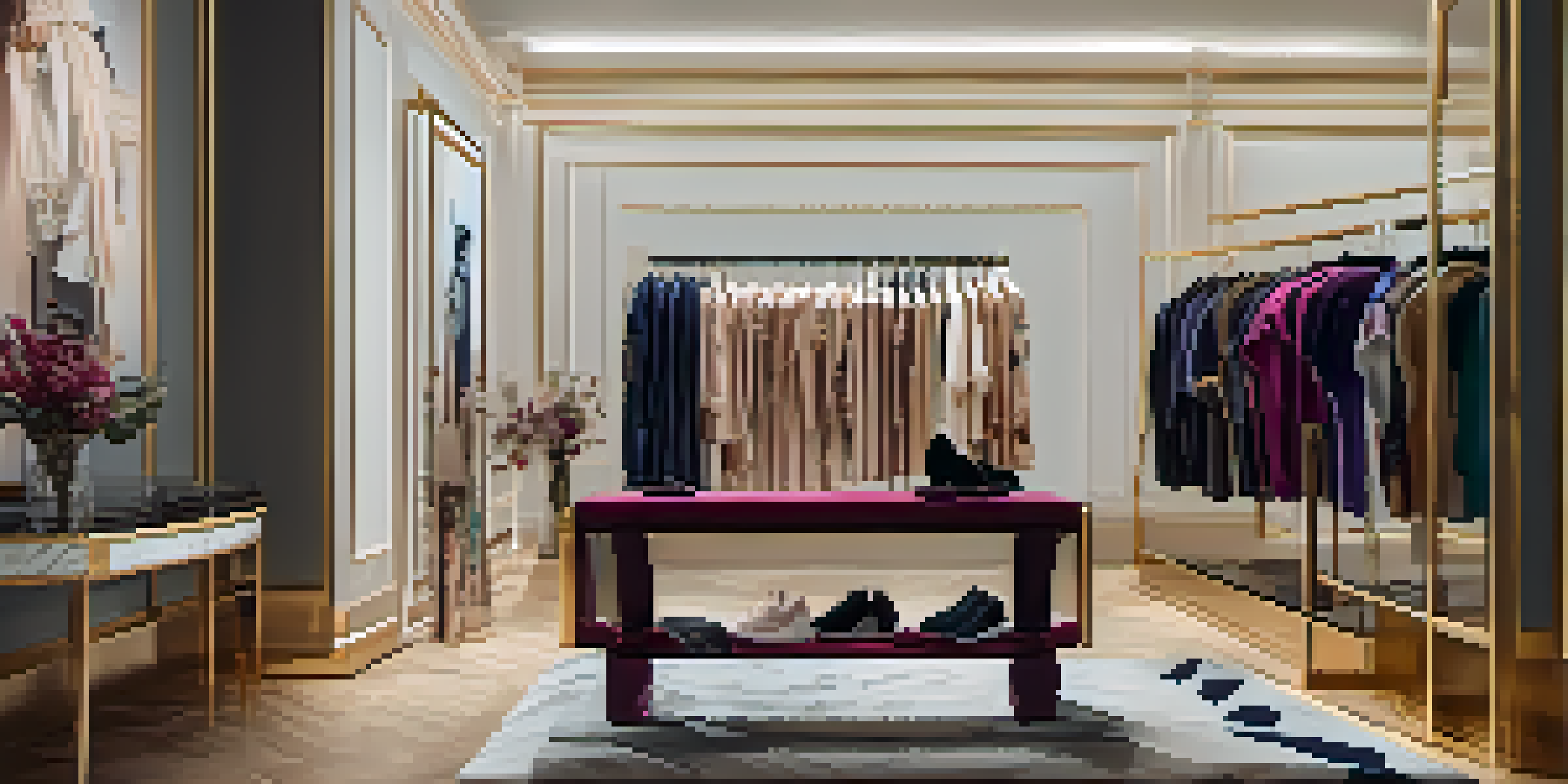 A high-end boutique showcasing a collaboration between a luxury fashion brand and streetwear, with a model presenting limited-edition pieces.