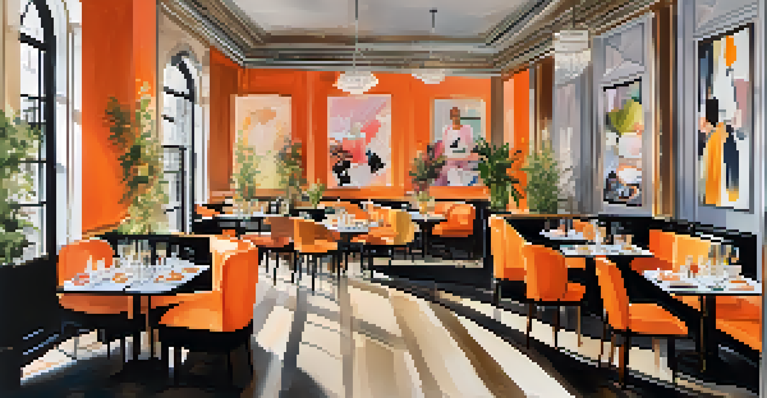 A pop-up café with stylish décor and unique food creations during Fashion Week, inviting ambiance.