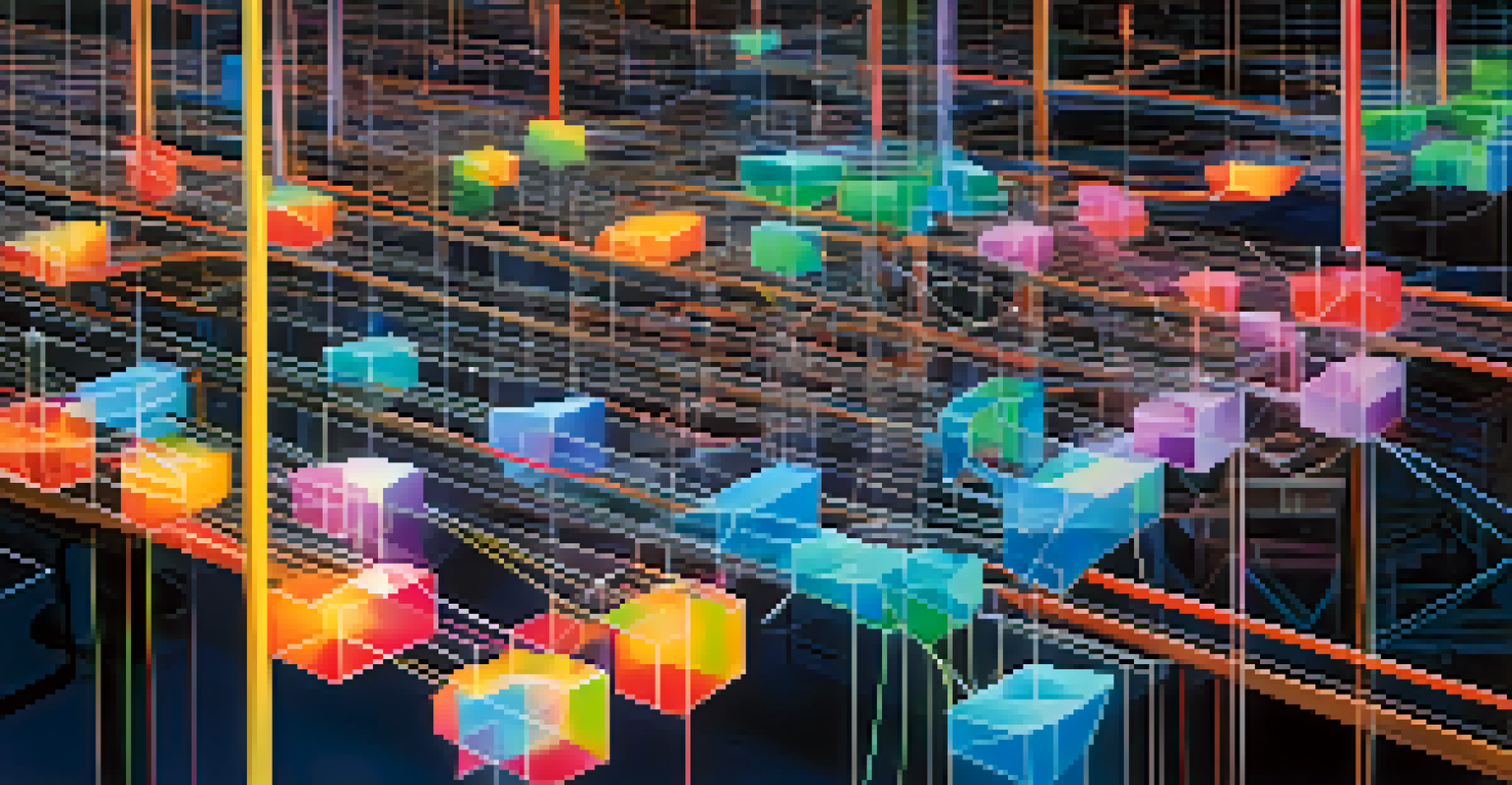 An artistic representation of a blockchain network illustrating a transparent fashion supply chain.