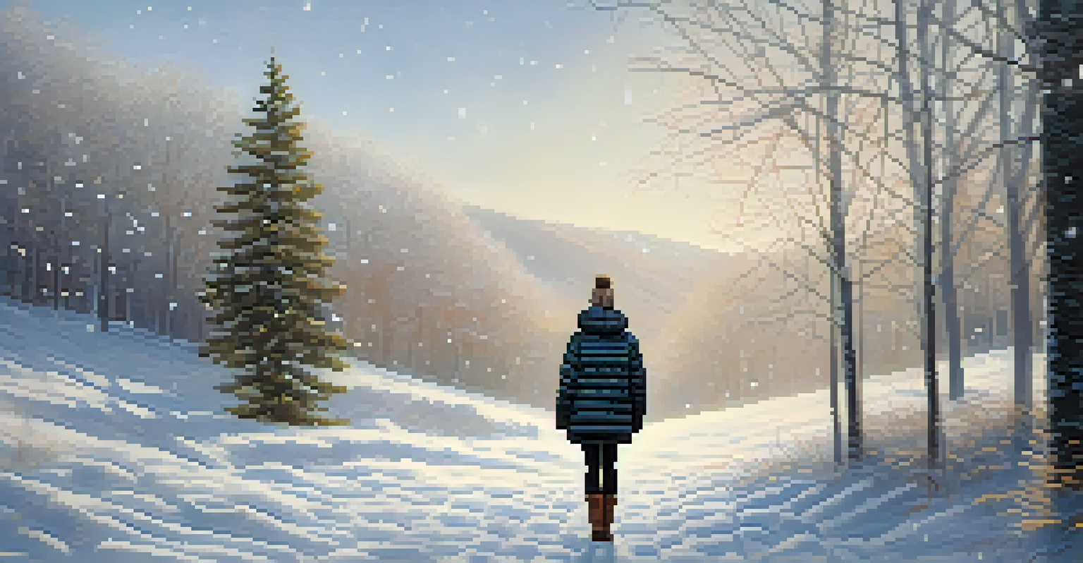 A stylish jacket with built-in heating elements worn by a person in a snowy winter landscape, demonstrating its warmth and functionality.