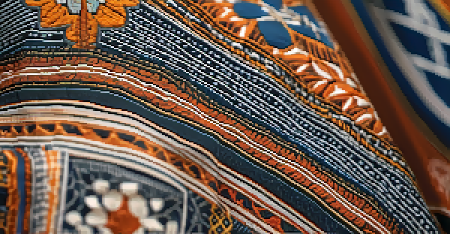 A close-up of a garment with intricate patterns, showcasing the texture and craftsmanship of traditional cultural textiles.