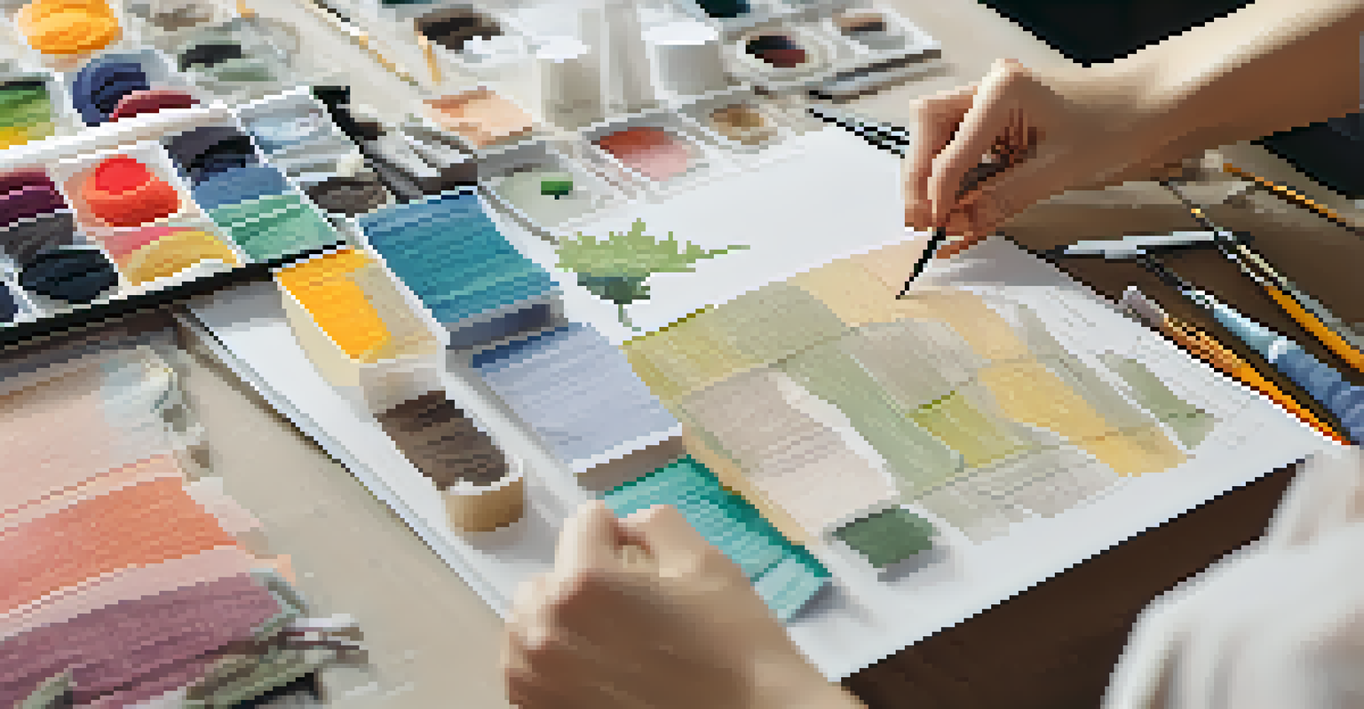 A close-up of a designer crafting an eco-friendly fashion piece with sustainable materials.