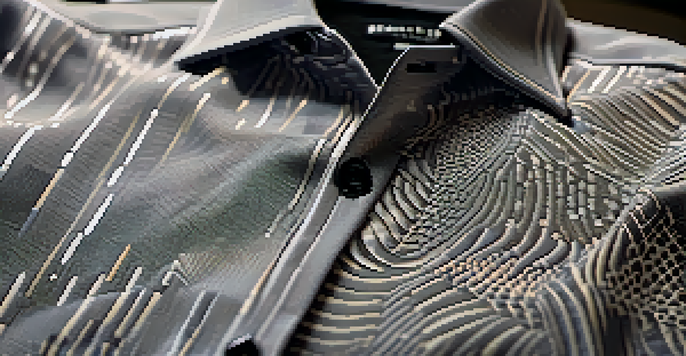 A detailed close-up of a smart fabric shirt with visible sensors, set against a modern urban backdrop.