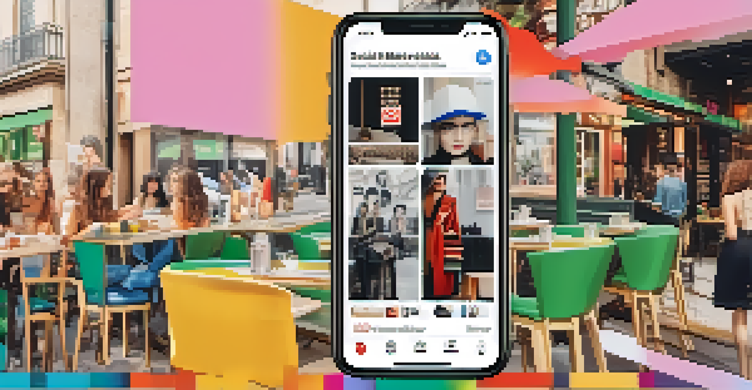 A smartphone displaying social media posts about youth activism against cultural appropriation in fashion, surrounded by a café setting.