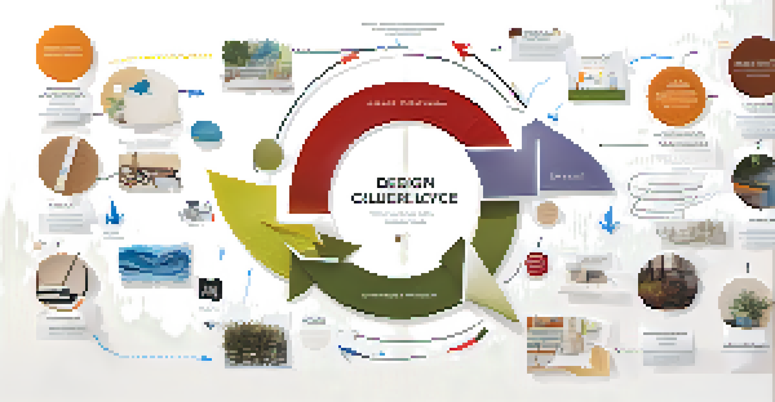 An infographic illustrating the lifecycle of circular fashion, showing stages like design, use, repair, recycle, and upcycle with colorful icons.