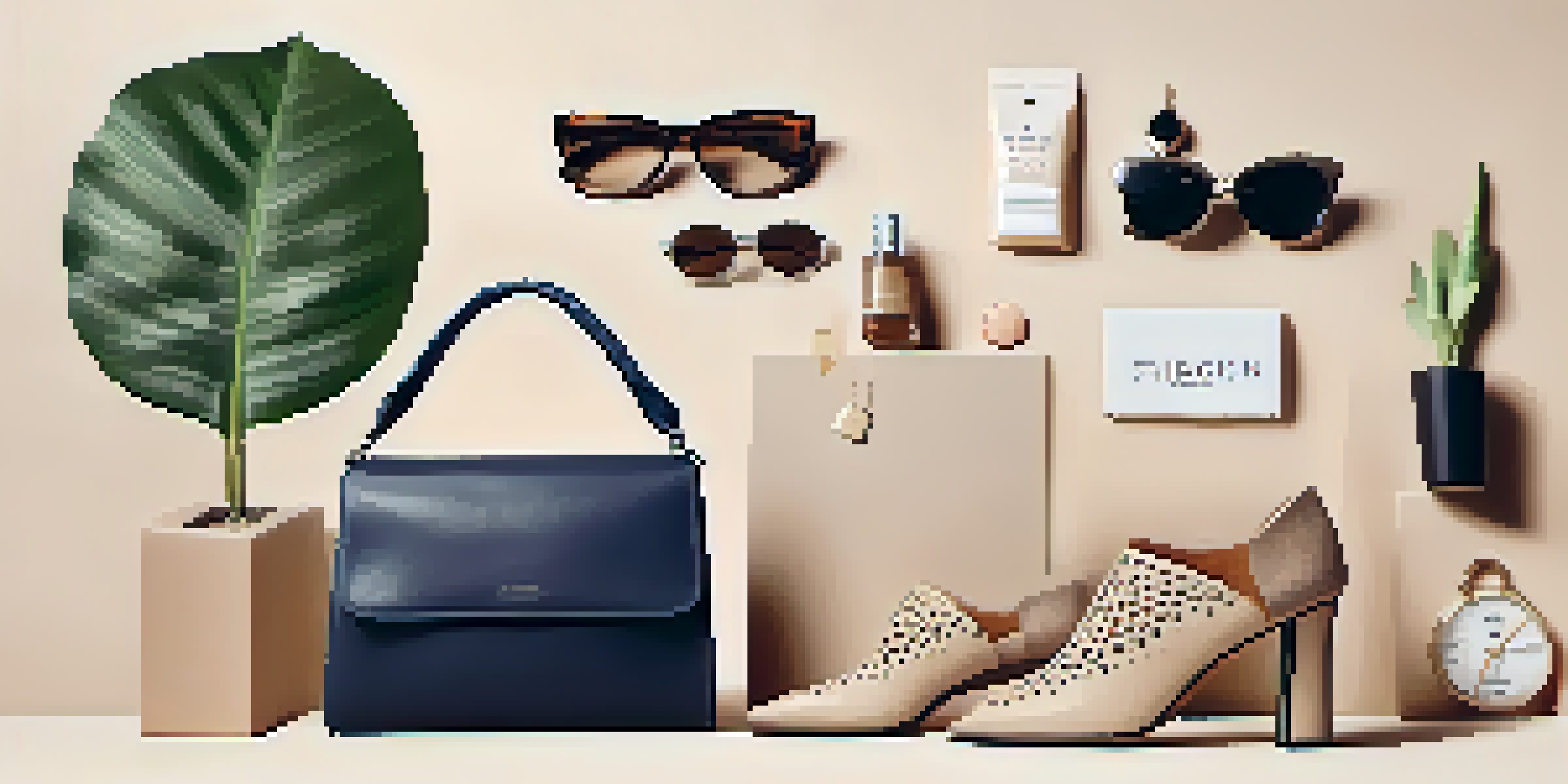 A flat lay of vegan leather products including a handbag, wallet, and shoes on a beige fabric background, with natural light highlighting their textures.