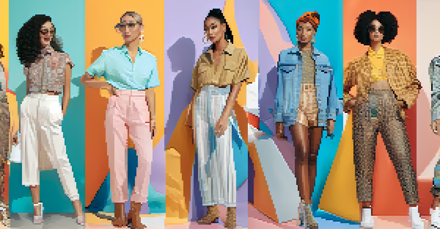 A collage of influencers displaying unique gender-fluid outfits against a vibrant background, highlighting diverse styles and confidence.