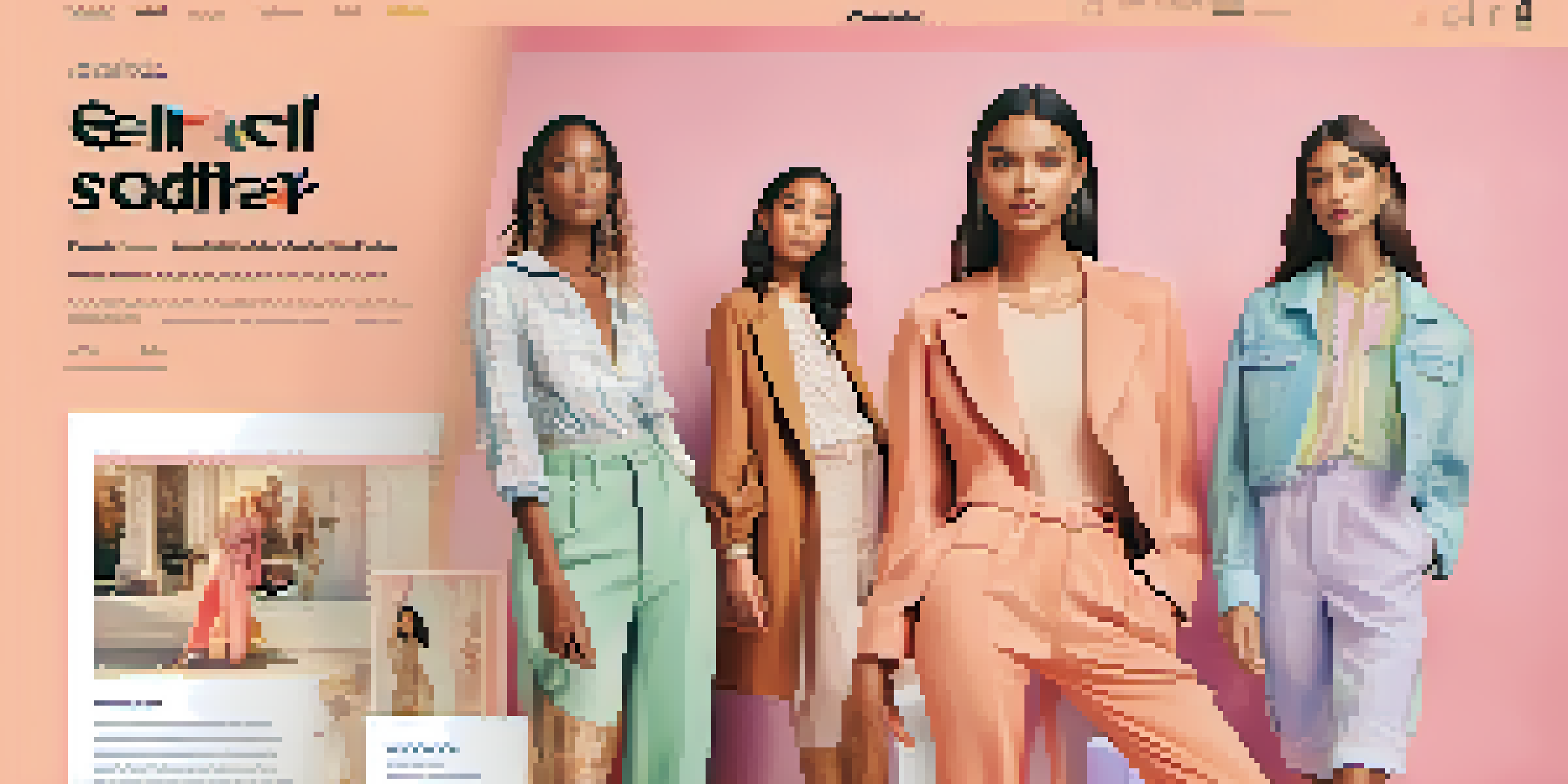 A colorful digital fashion magazine layout with interactive features and models in eco-friendly clothing.