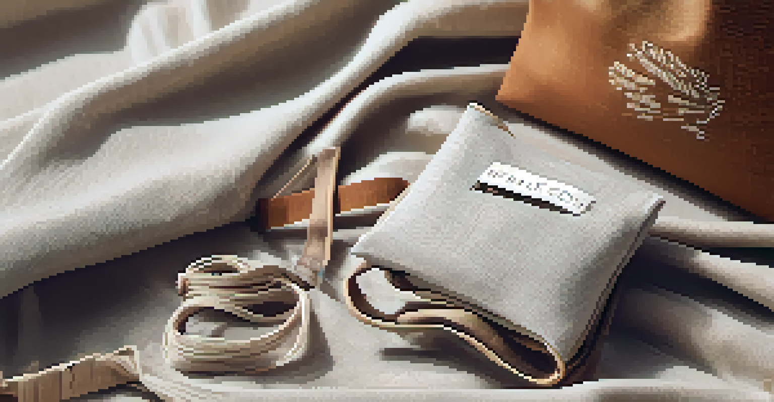 A close-up of eco-friendly fashion items, showcasing sustainable fabric and organic materials with natural lighting.