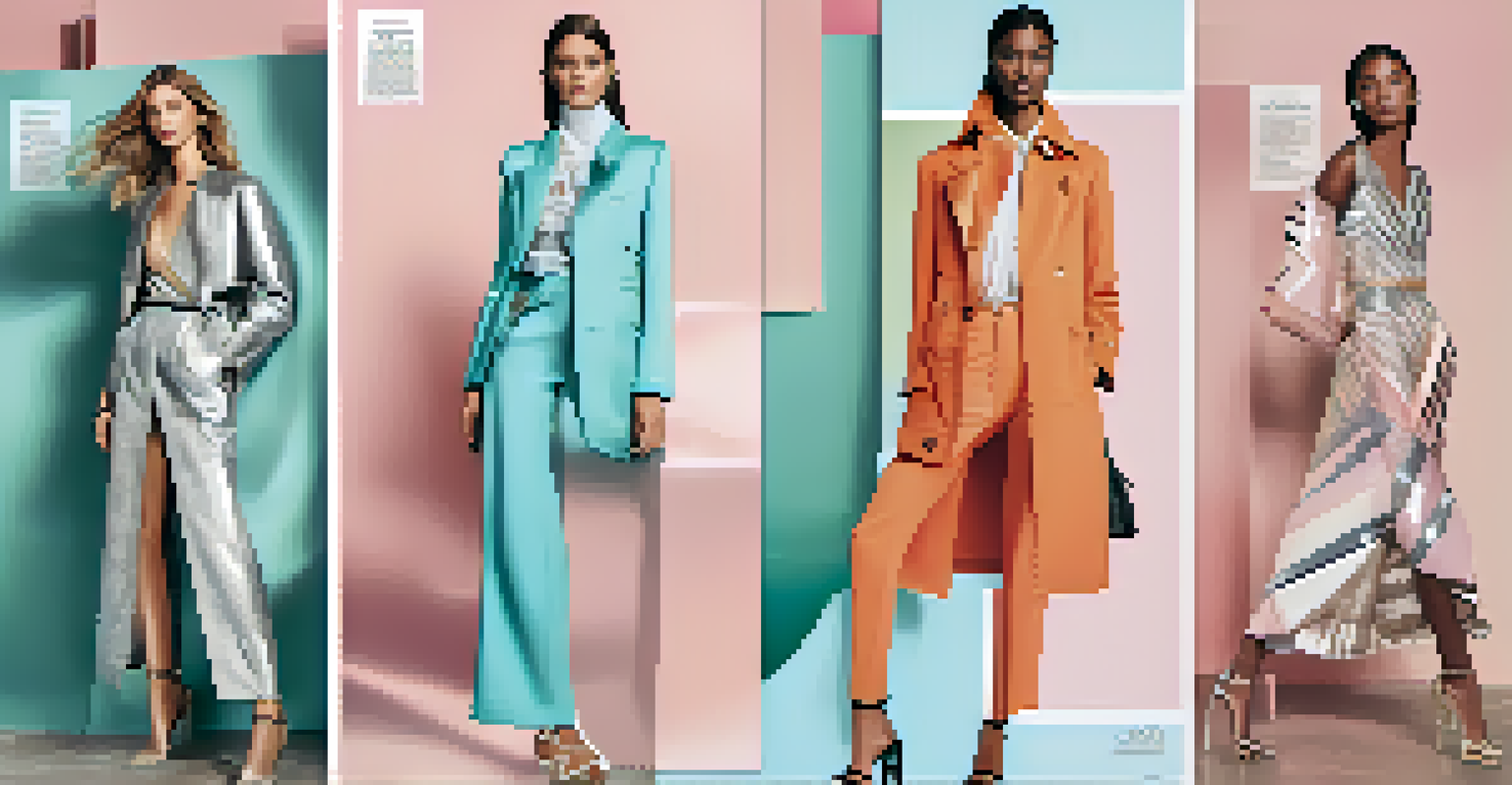 A stylish magazine spread showcasing a high-end clothing brand with models in elegant outfits and a clean, modern design.