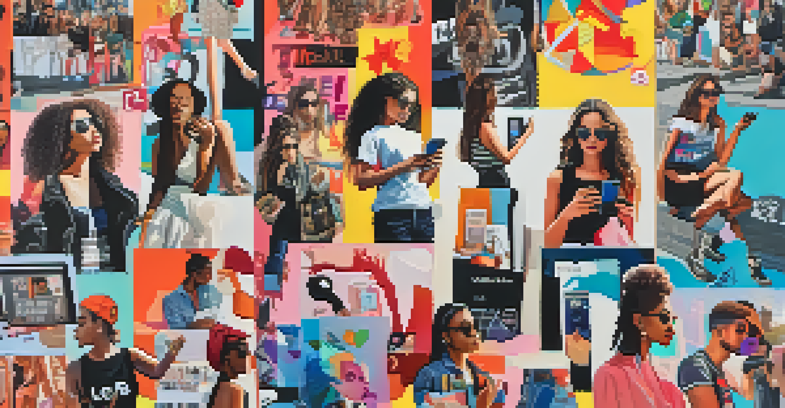 A colorful collage symbolizing the intersection of fashion and social media activism.
