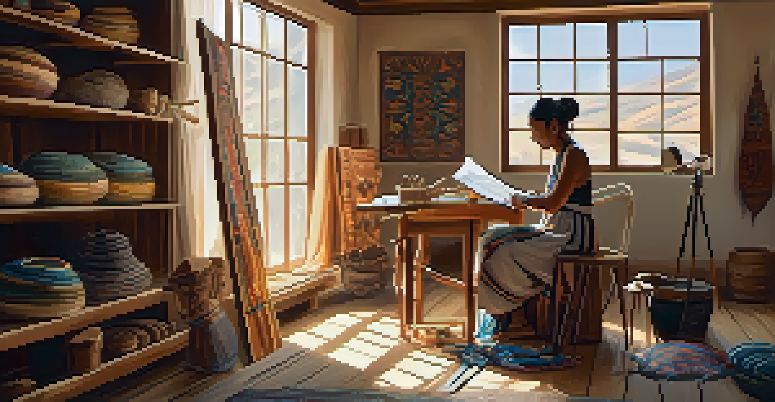 A designer and an artisan collaborating in a sunlit studio filled with traditional crafts, highlighting cultural respect in fashion.