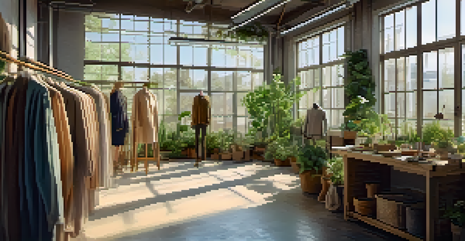 Artisans working in a bright workshop creating eco-friendly garments.