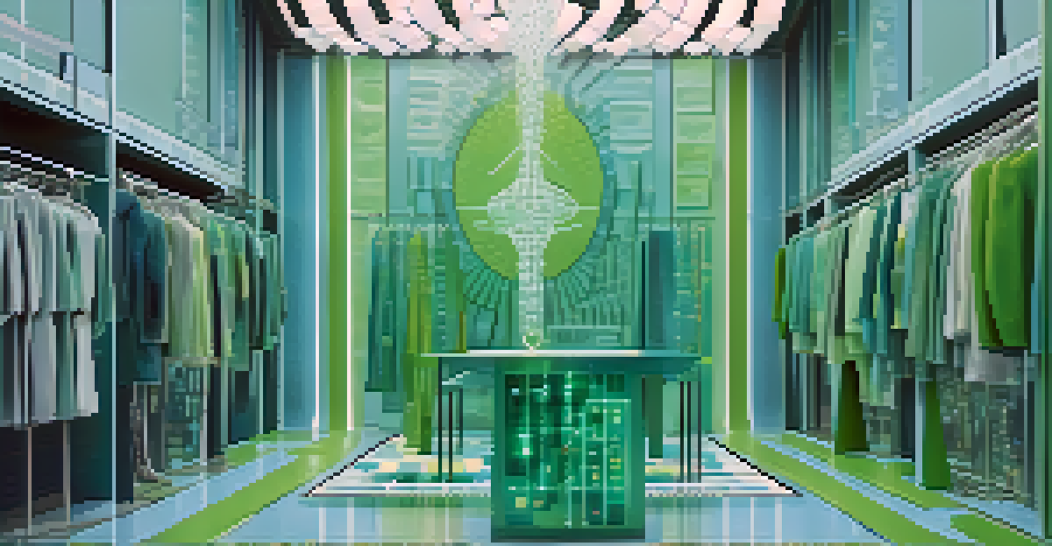 An abstract digital interface illustrating data analytics in fashion forecasting, with graphs and color palettes in a futuristic design.