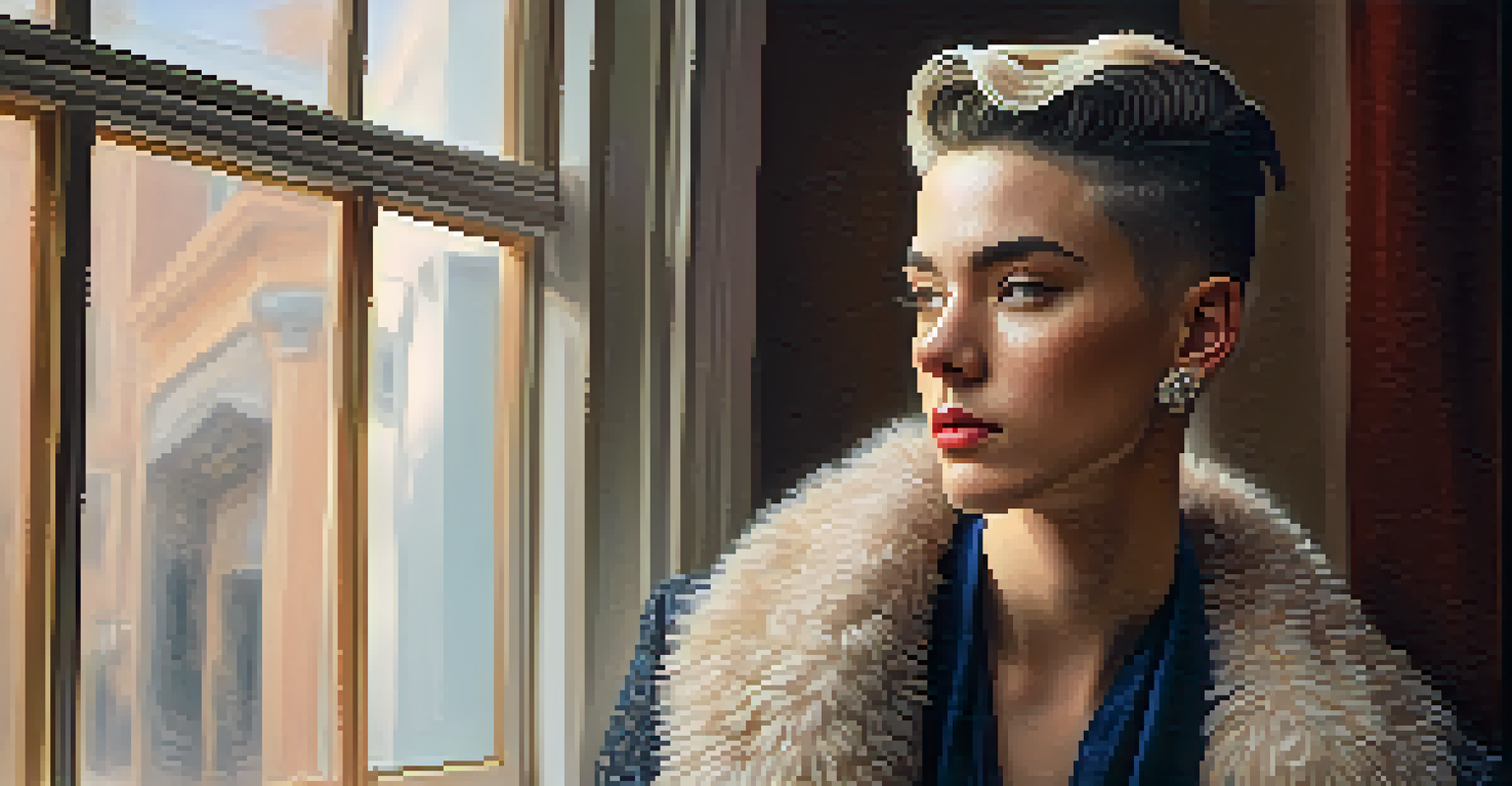 A non-binary individual in stylish clothing, standing in a softly lit room with natural light coming from a window.