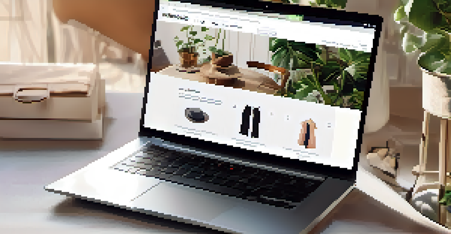 A laptop screen showing an inviting online fashion forum homepage with various topics, set in a cozy environment with soft lighting.